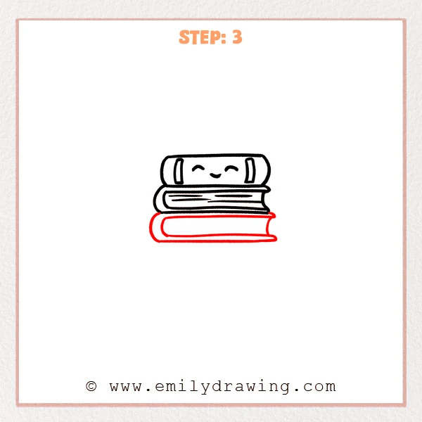how to draw a stack of books - Step 3